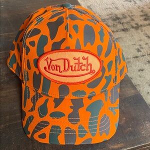 Von Dutch Orange & Gray Camo Patch Cap
